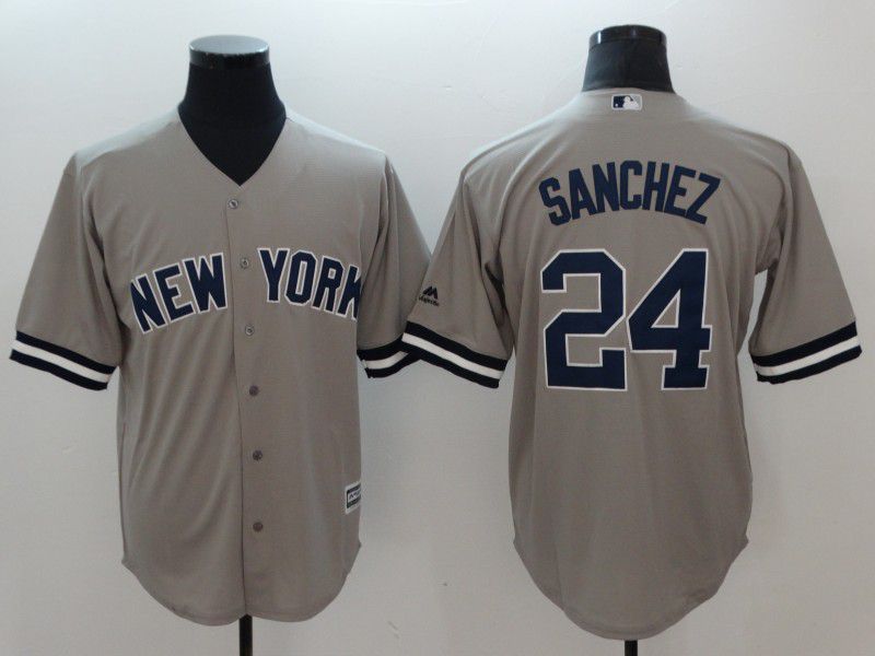Men New York Yankees 24 Sanchez Grey Game MLB Jerseys